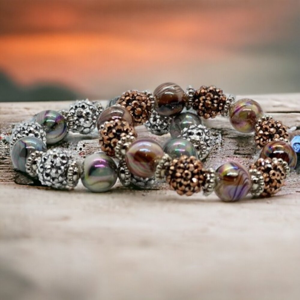 LISA LYNN DESIGNS Handmade Silver and Gold Beaded Bracelets